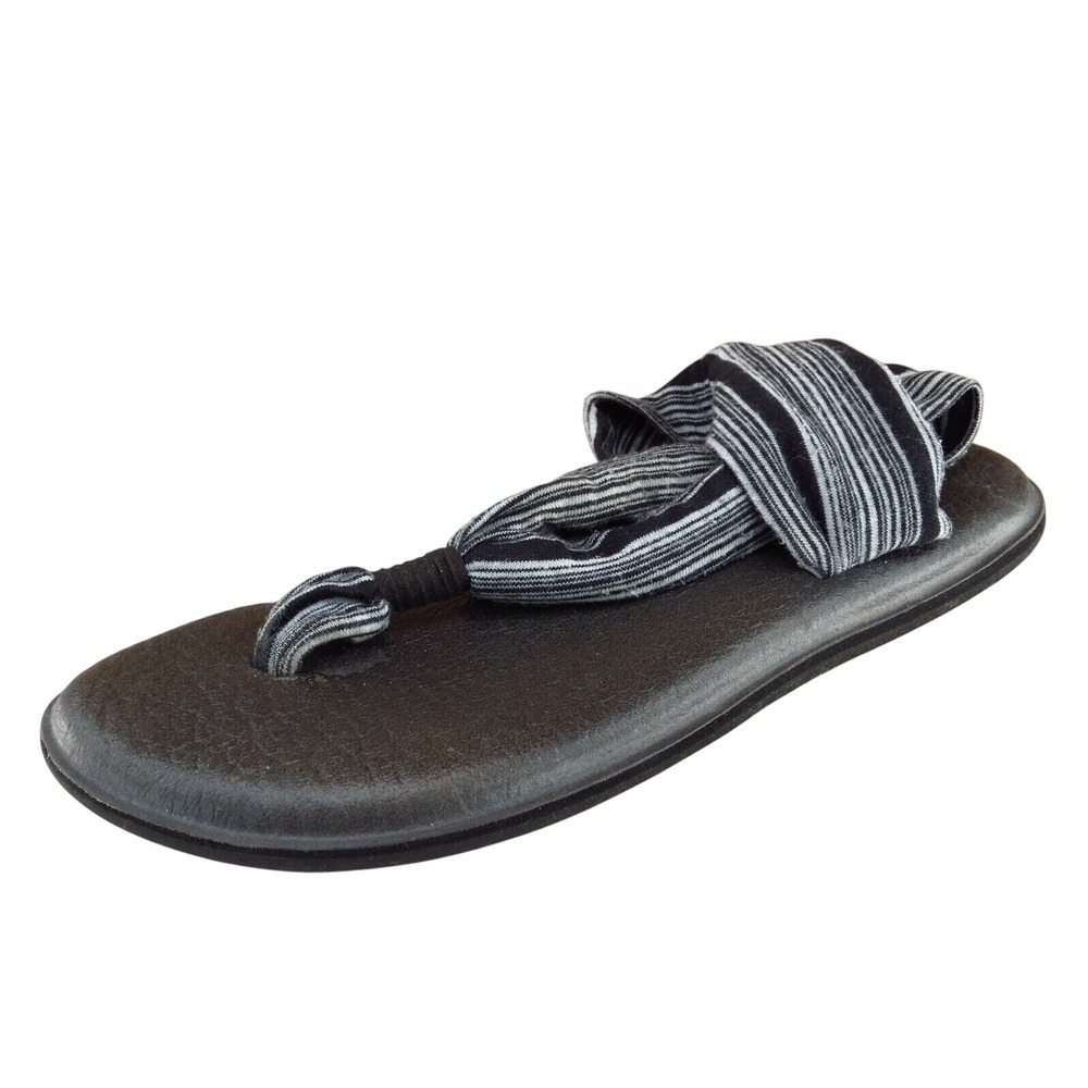 Sanuk Sz 9 M Black Slingback‎ Fabric Women Sandals
